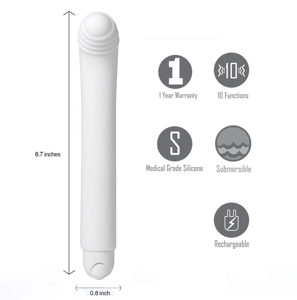 Misty Long Rechargeable Bullet Vibrator - White