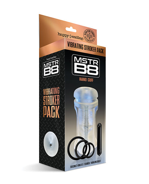 Mstr B8 Hand Cuff Vibrating Stroker Pack - Kit Of 5 Clear