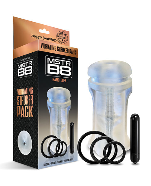 Mstr B8 Hand Cuff Vibrating Stroker Pack - Kit Of 5 Clear