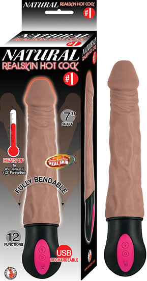 Natural Realskin Hot Cock #1 Brown Vibrating Dildo