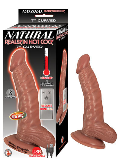 Natural Realskin Hot Cock Curved 7 Inch - Brown Brown / 7"