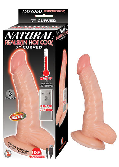 Natural Realskin Hot Cock Curved 7 Inch - Brown Flesh / 7"