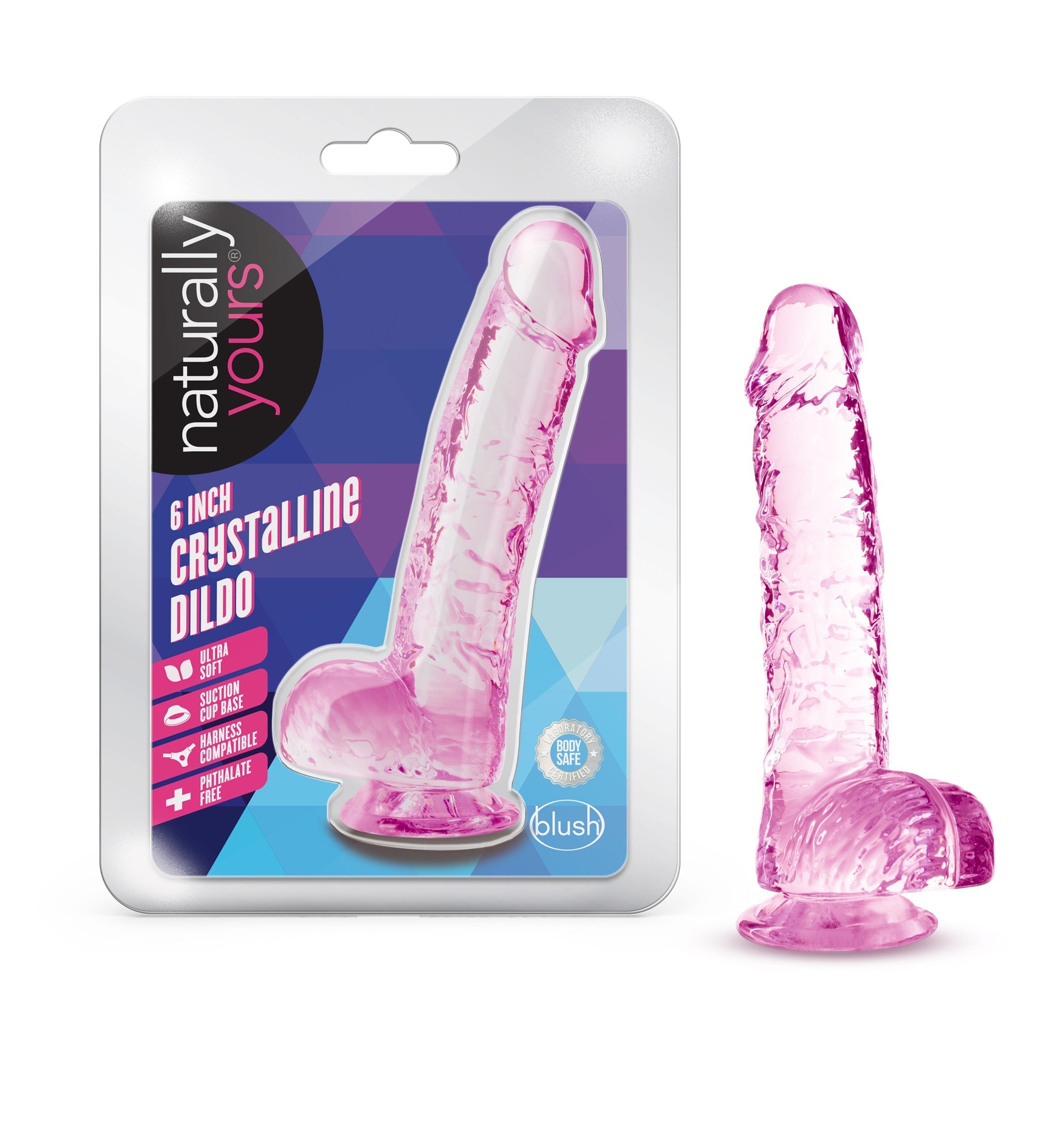 Naturally Yours 6in Amethyst Crystalline Dildo 6 Inch / Rose