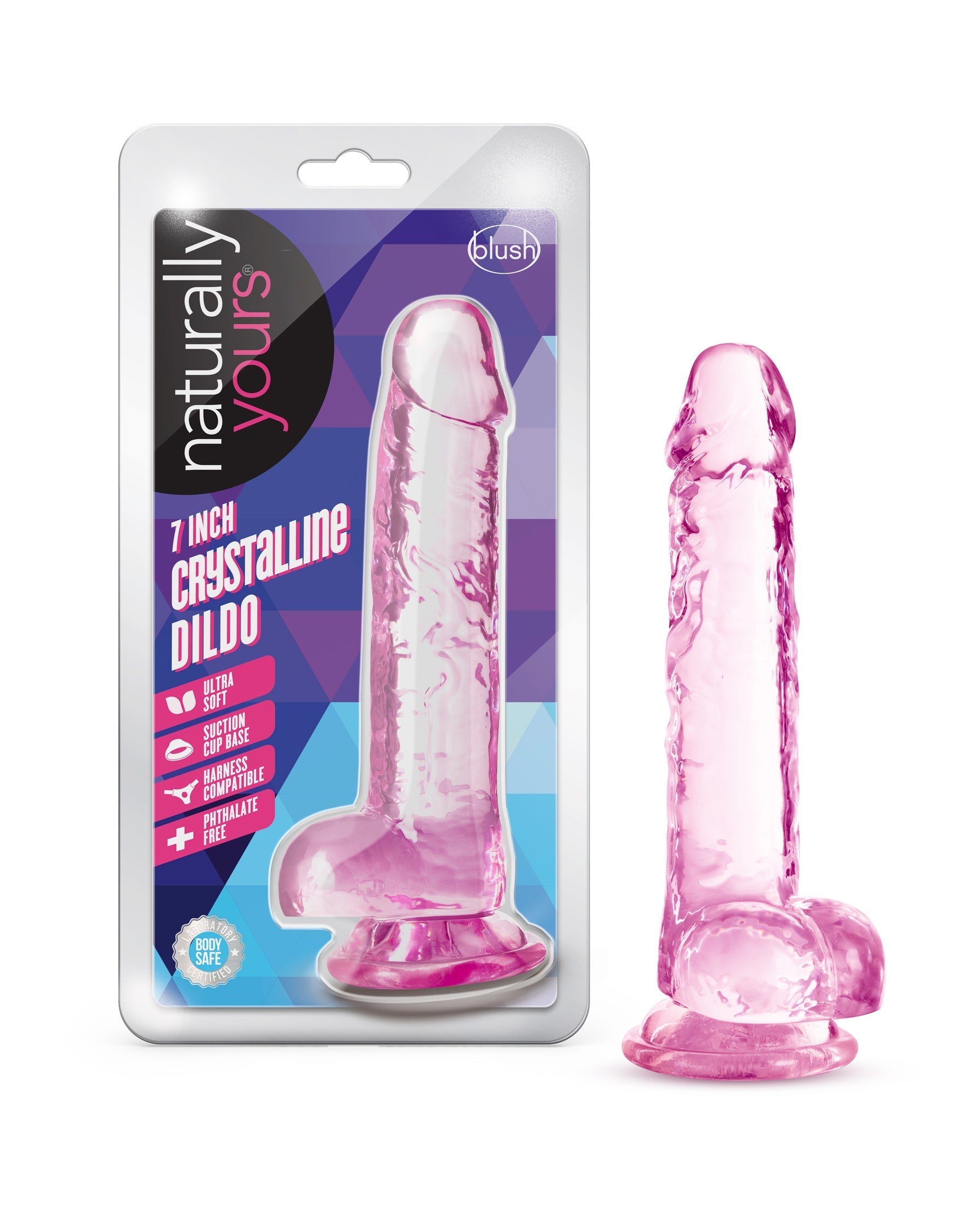 Naturally Yours - 7 Inch Crystalline Dildo -  Diamond Rose