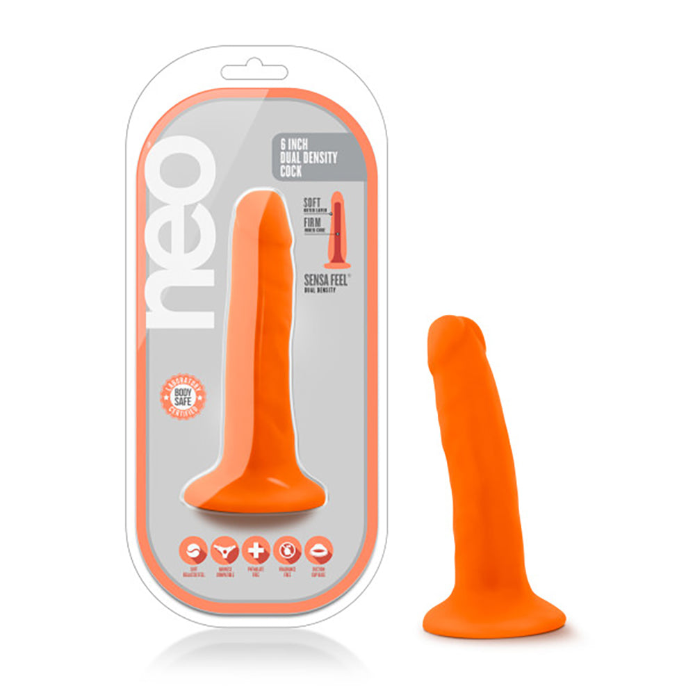 Neo - 5.5 Inch Dual Density Cock - Neon Neon Orange