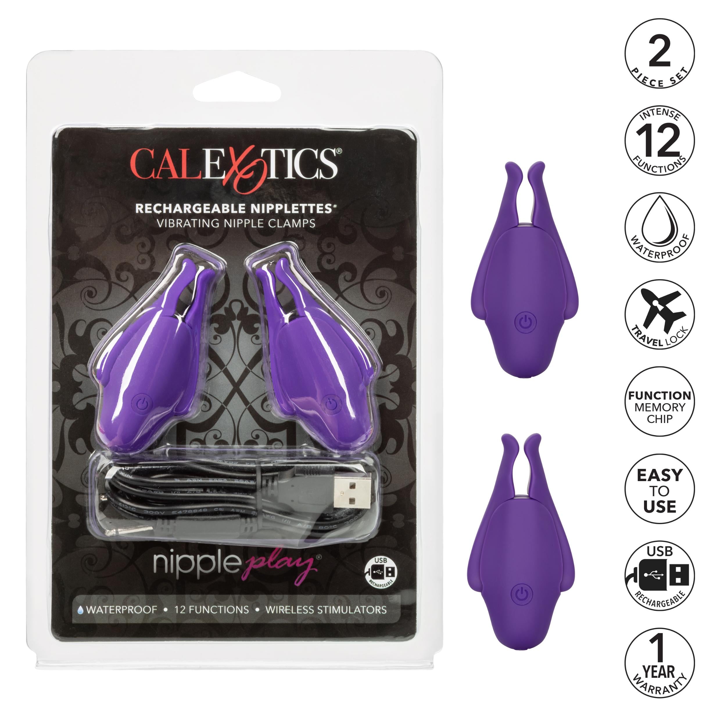 Nipple Play Rechargeable Nipplettes Purple