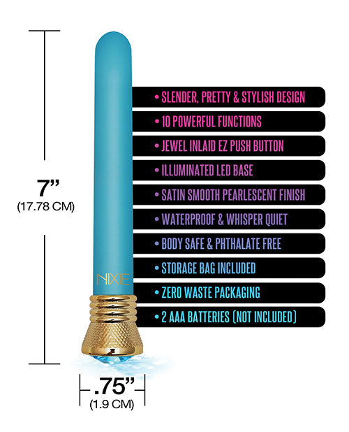 Nixie Jewel Satin Classic Vibrator 10 Function -  Aquamarine