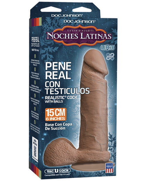 Noches Latinas Ultraskyn Pene Real Con Testiculos 6 " - Caramel 6"