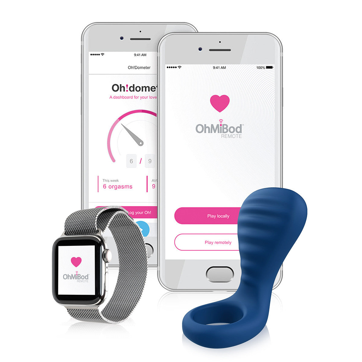 OhMiBod Blue Motion Nex 3 Bluetooth Couples Ring - Cobalt Blue