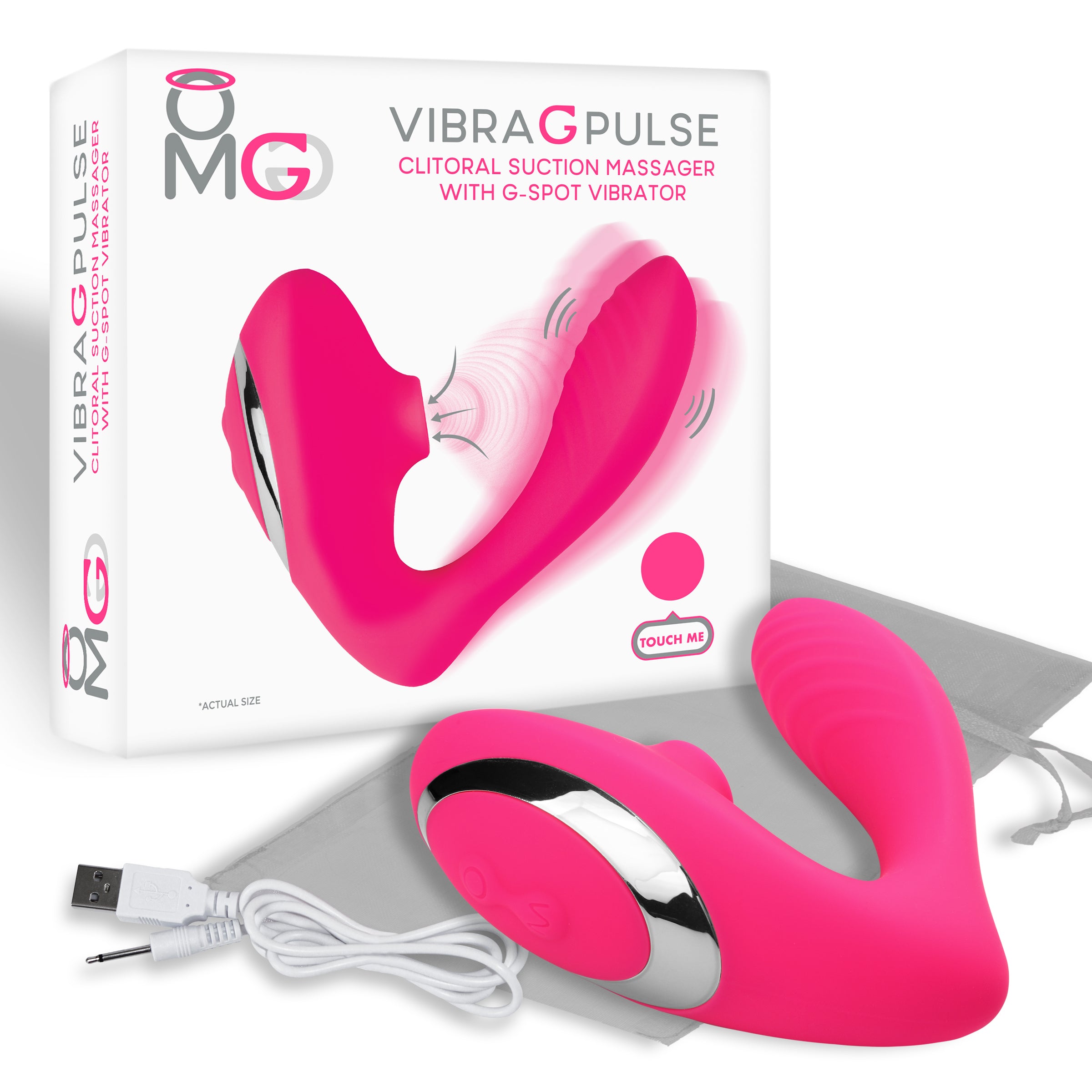 Omg Vibra G Pulse Clitoral Suction Massager W/ G-Spot Vibrator Pink