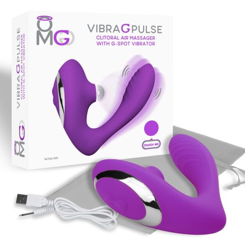 Omg Vibra G Pulse Clitoral Suction Massager W/ G-Spot Vibrator Purple