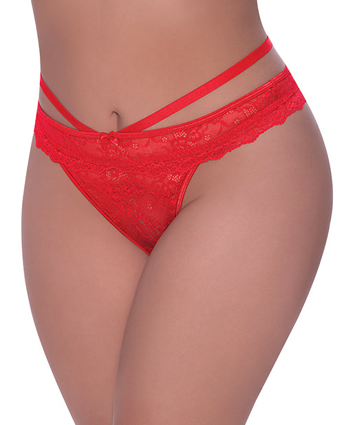 Ooh La Lace Peek-a-boo Cheeky Panty Red / Queen