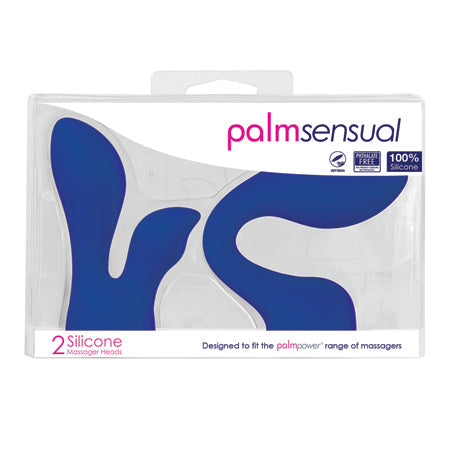 PalmPower PalmSensual Attachments 2-Piece Silicone Massager Heads Blue