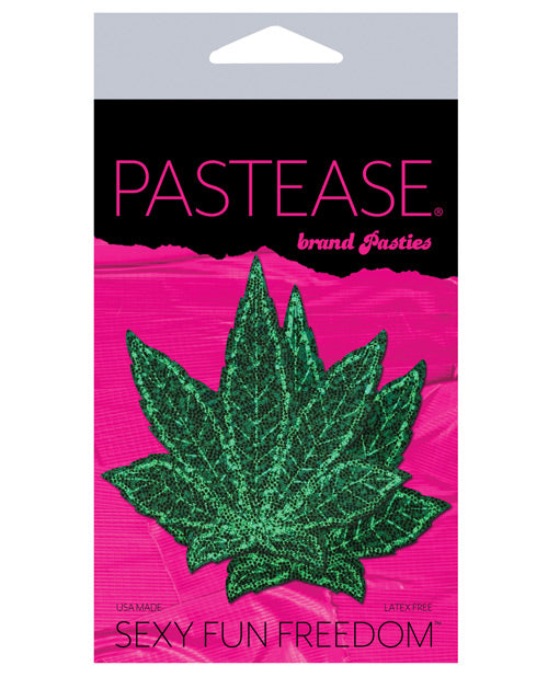 Pastease Indica Pot Leaf Glitter Green Weed Nipple Pasties