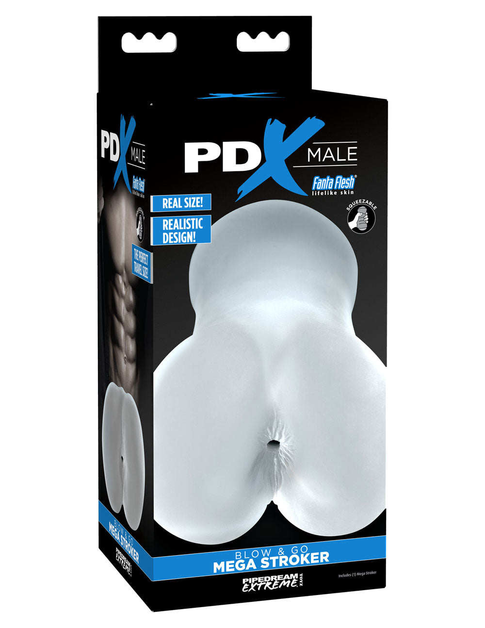 Pdx Male Blow and Go Mega Stroker Clear Frosted