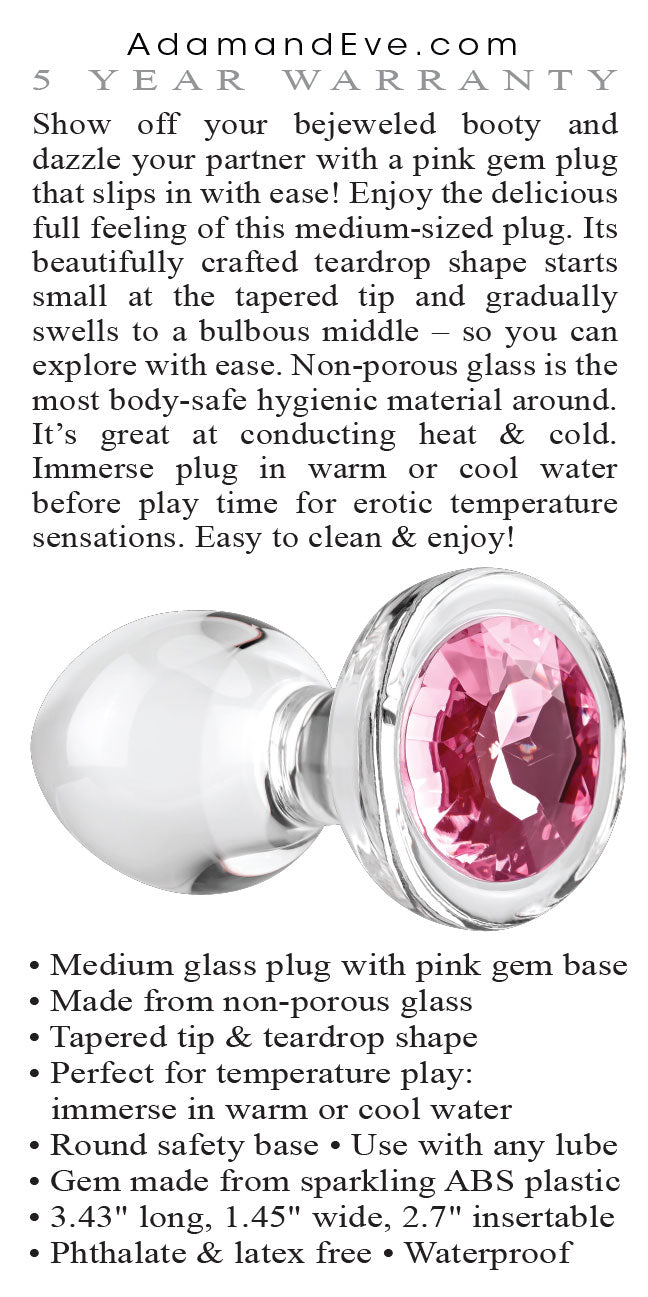 Pink Gem Glass Plug - Pink