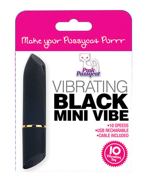 Pink Pussycat Vibrating Mini Vibrator - Black