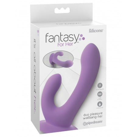 Pipedream Fantasy For Her Duo Pleasure Wallbang-Her Rechargeable Silicone Dual Stimulator With Suction Cup - Purple