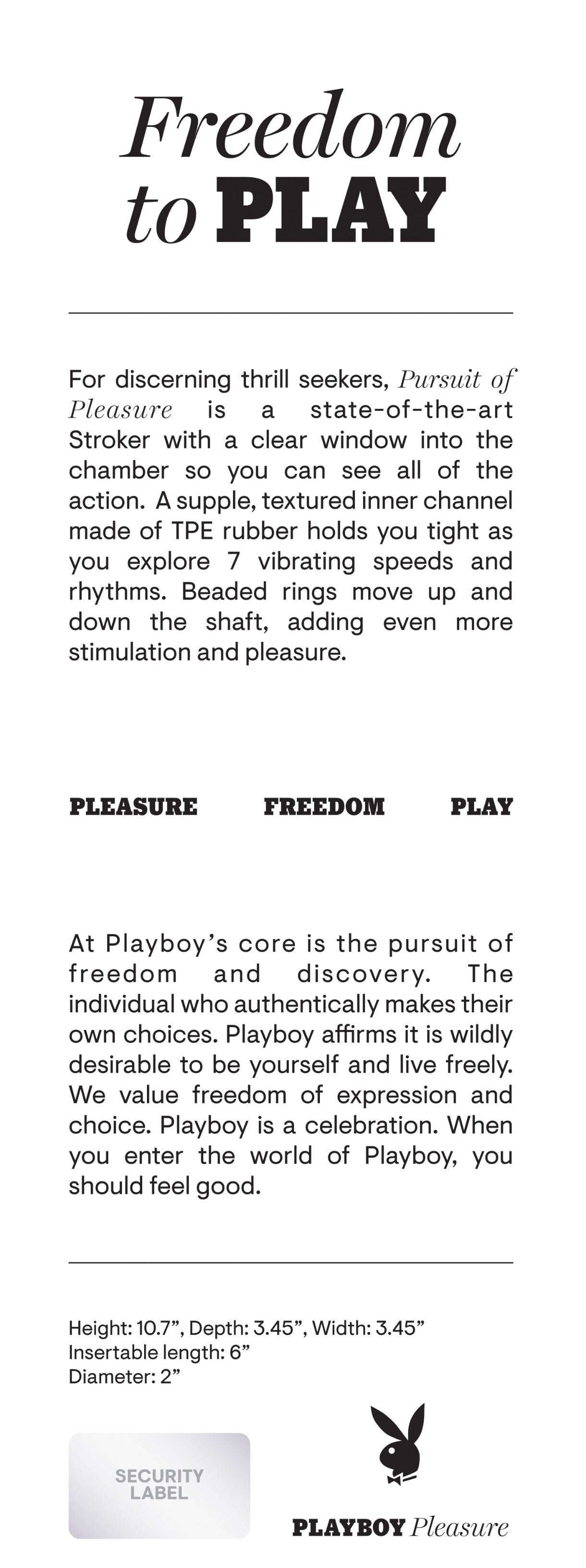 Playboy Pleasure - Pursuit of Pleasure - Stroker - Black