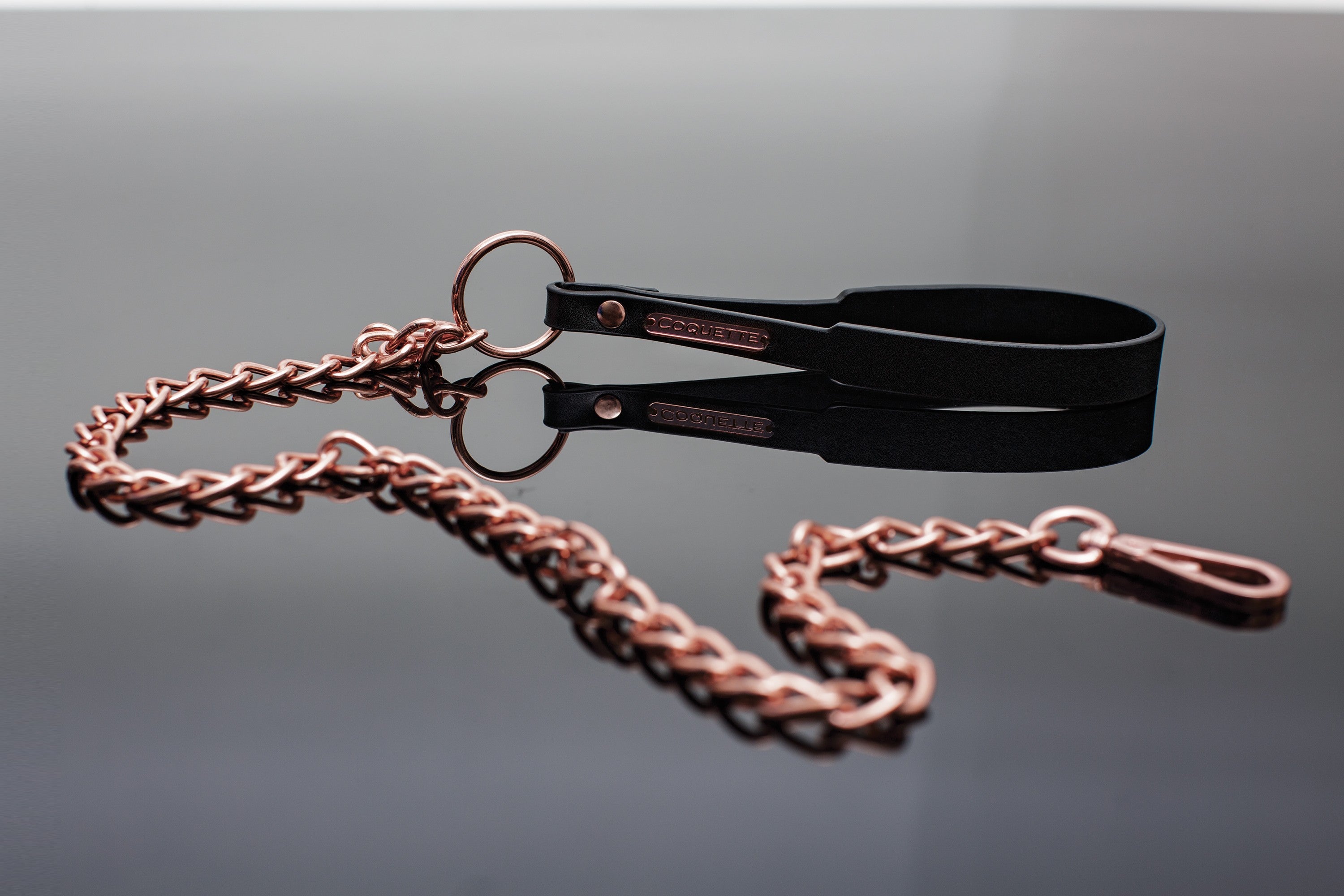 pleasure Chain Leash Black Rose Gold