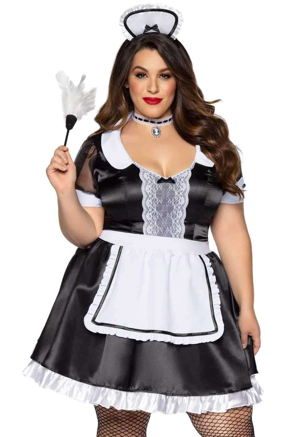 Plus Classic French Maid Costume - 3x/4x - Black / White