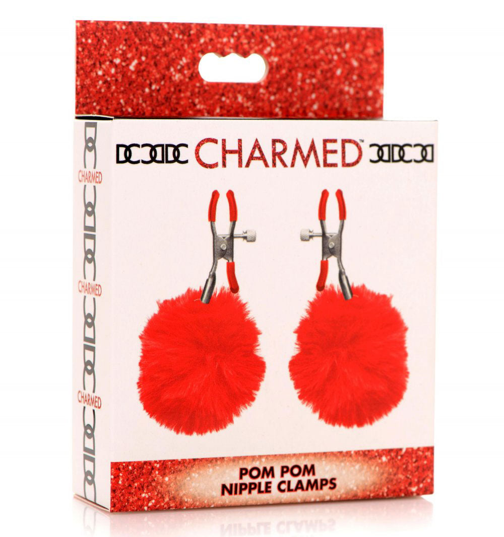 Pom Pom Nipple Clamps Red