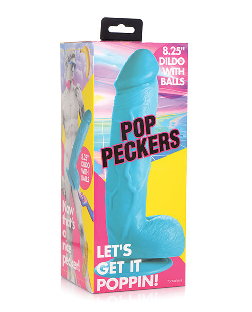 Pop Peckers 8.25" Dildo W/balls Blue