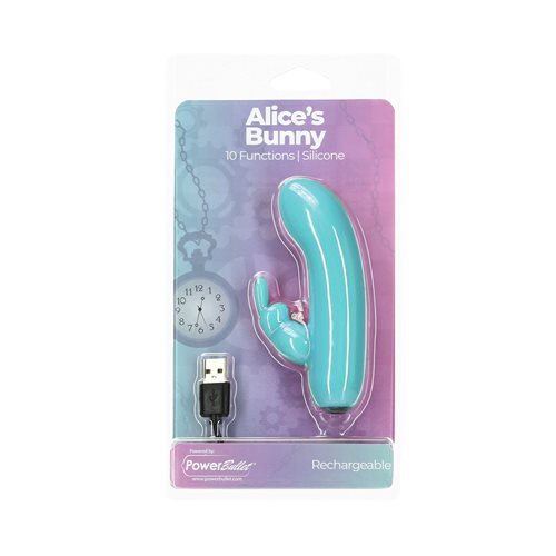 Power Alices Bunny 4in 10 Function Bullet Vibrator Teal