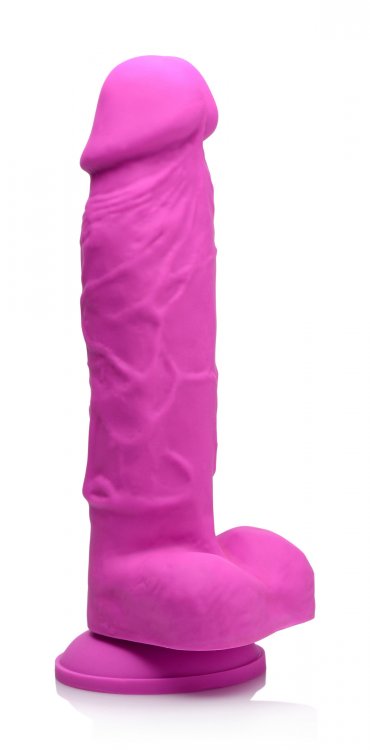 Power Pecker 7 Inch Silicone Dildo With Balls Pink