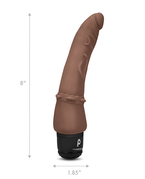Powercocks 7 Inches Slim Shaft Realistic Anal Vibrator Dark Brown