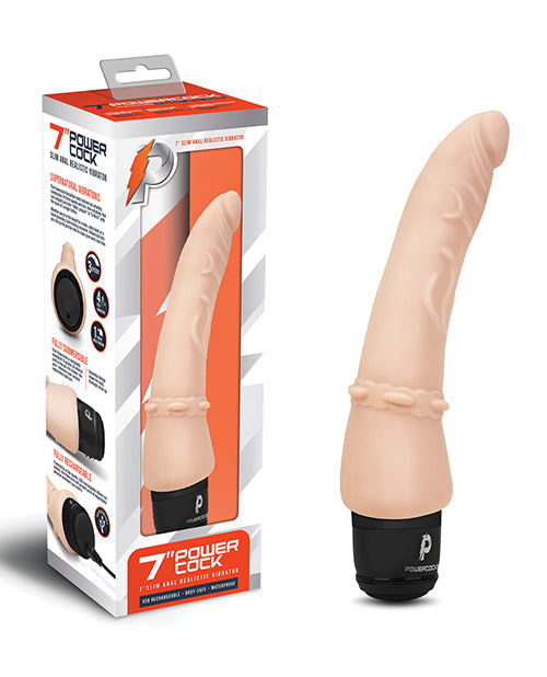 Powercocks 7 Inches Slim Shaft Realistic Anal Vibrator Nude
