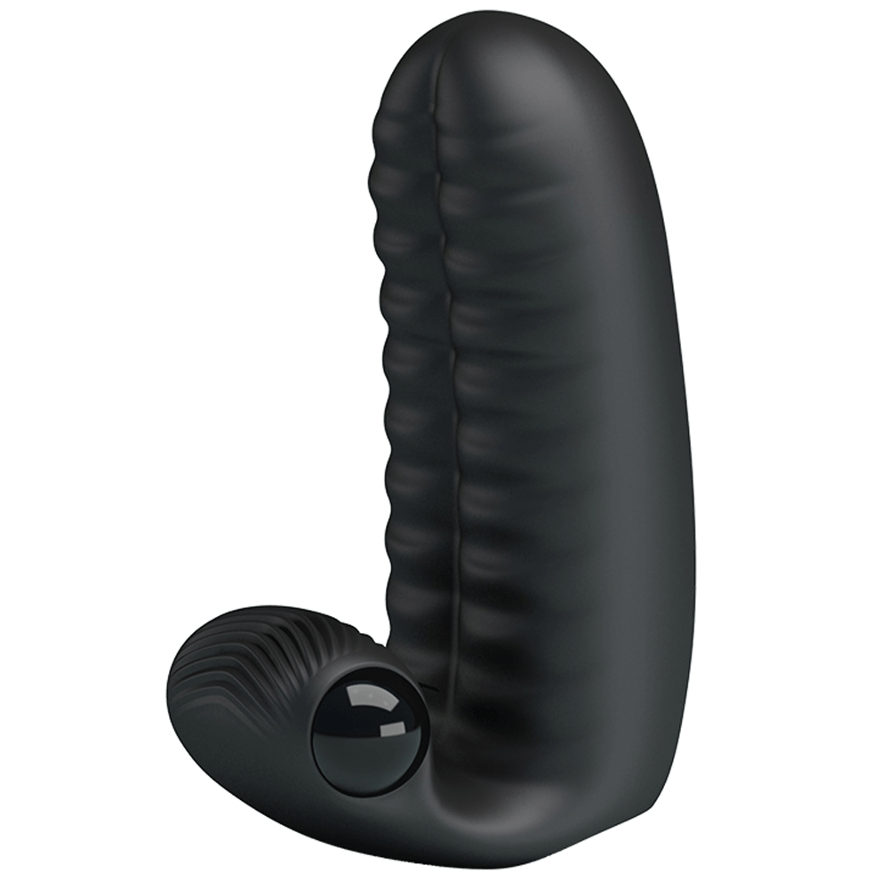 Pretty Love Abbott Double Finger Sleeve Clitoral Vibrator - Black Abbott