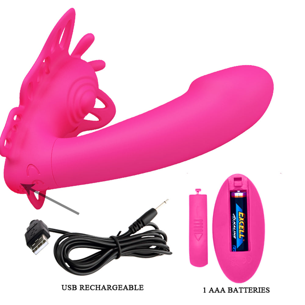 Pretty Love Katherine Wearable Butterfly Vibrator  - Fuchsia