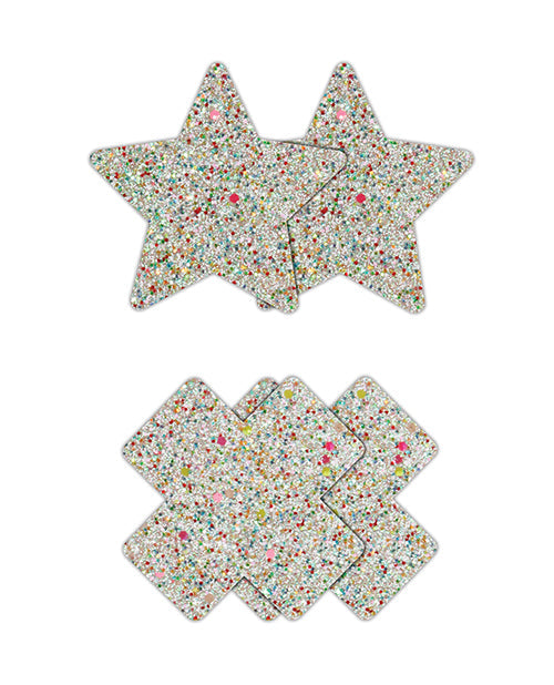 Pretty Pasties Star & Cross Glow In The Dark - 2 Pair