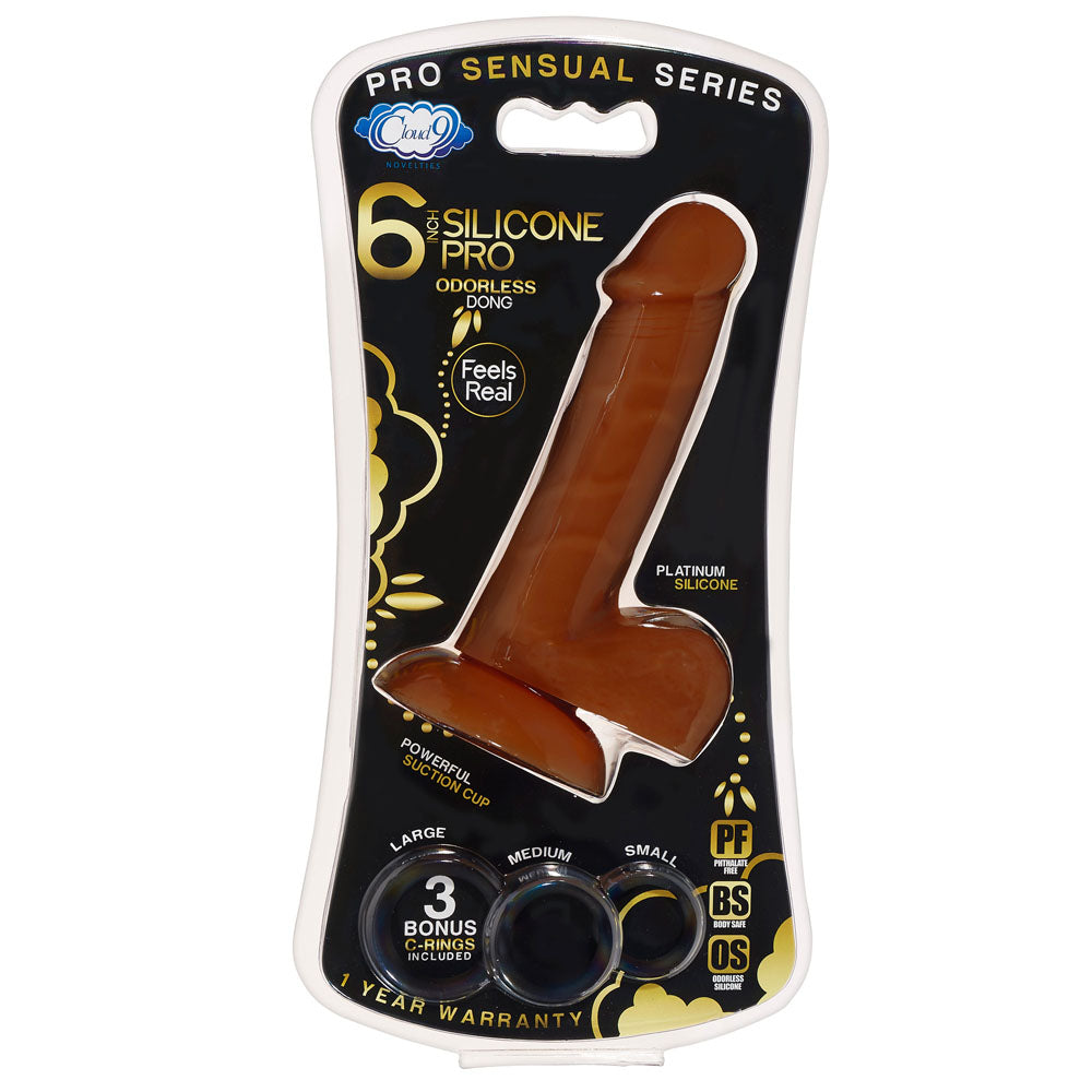 Pro Sensual Series 6 Inch Silicone Pro Odorless Dong - Tan