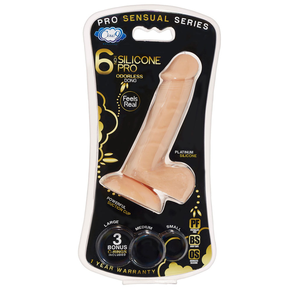 Pro Sensual Series 6 Inch Silicone Pro Odorless Dong - Tan