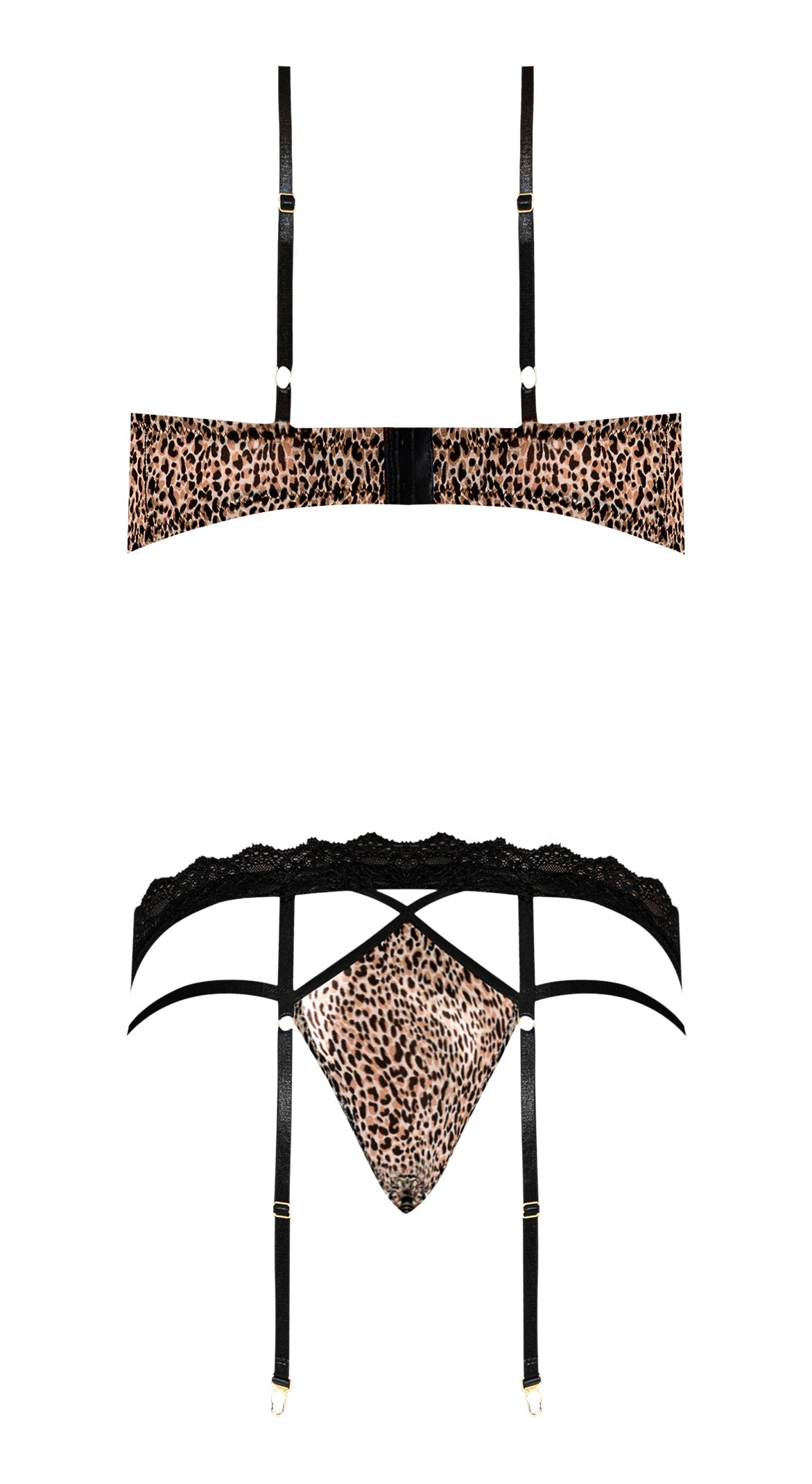 Purrfect Bra & Garter Panty Leopard 2xl