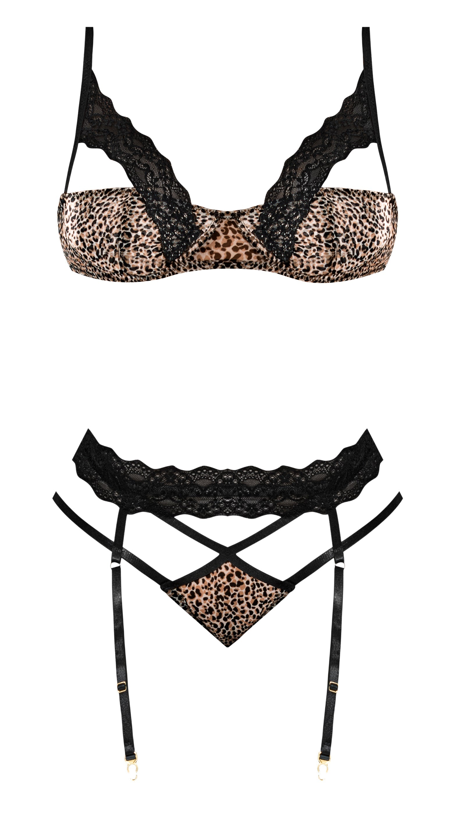 Purrfect Bra & Garter Panty Leopard 2xl