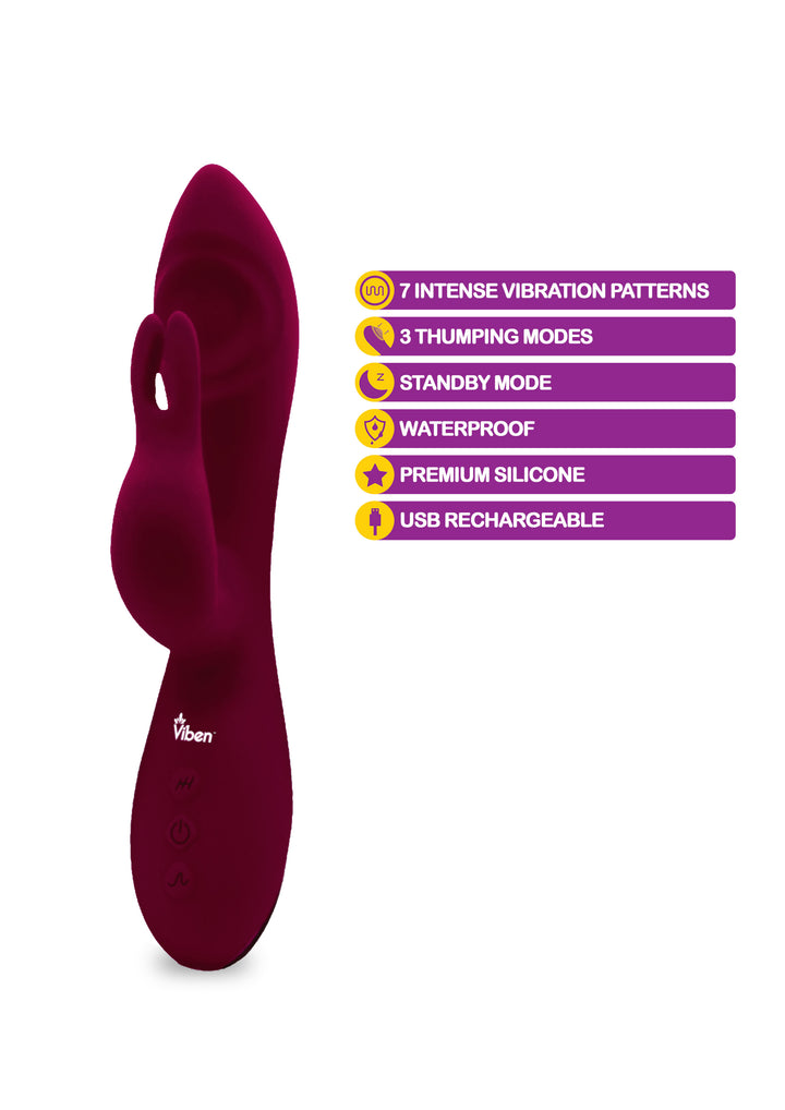 Pzazz - Ruby - Rechargeable Thumping Rabbit Vibrator