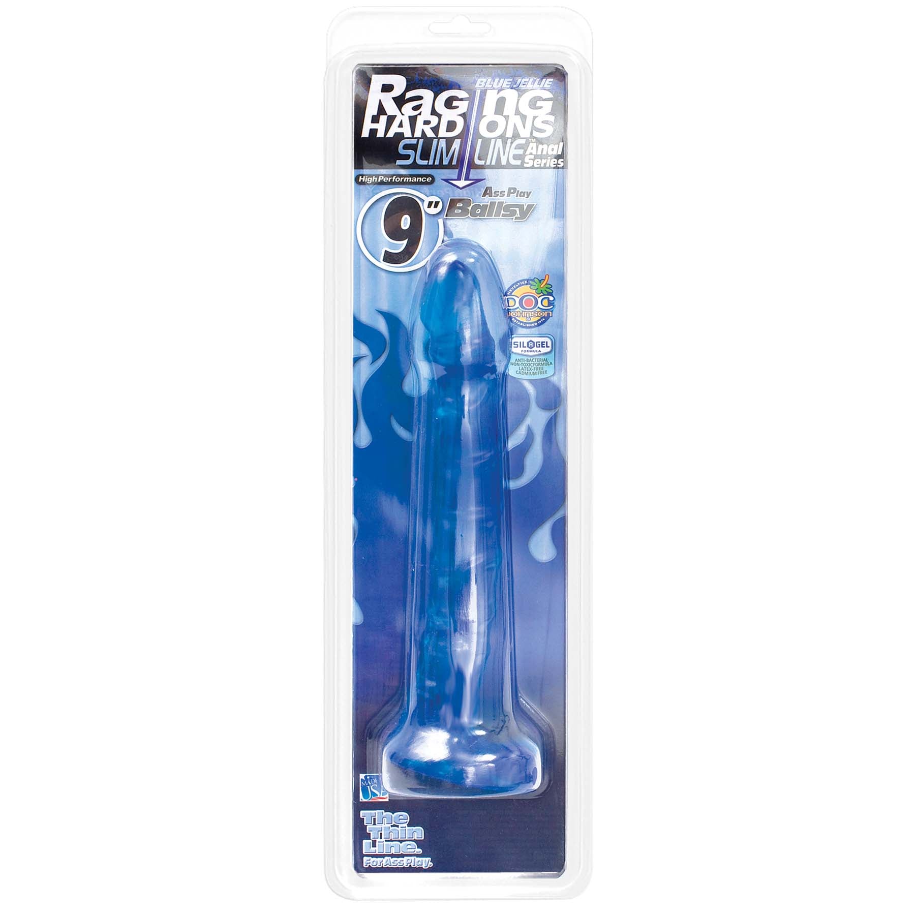 Raging Hard-Ons Slimline Cobalt Blue Jellie - 9 Inches - Ballsy