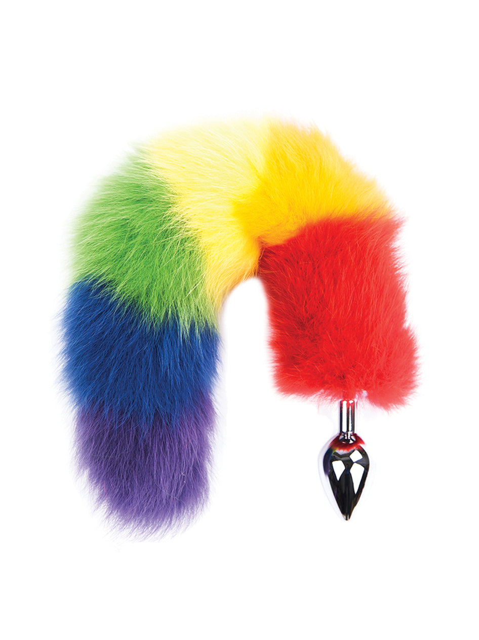 Rainbow Foxy Tail W/stainless Steel Butt Plug