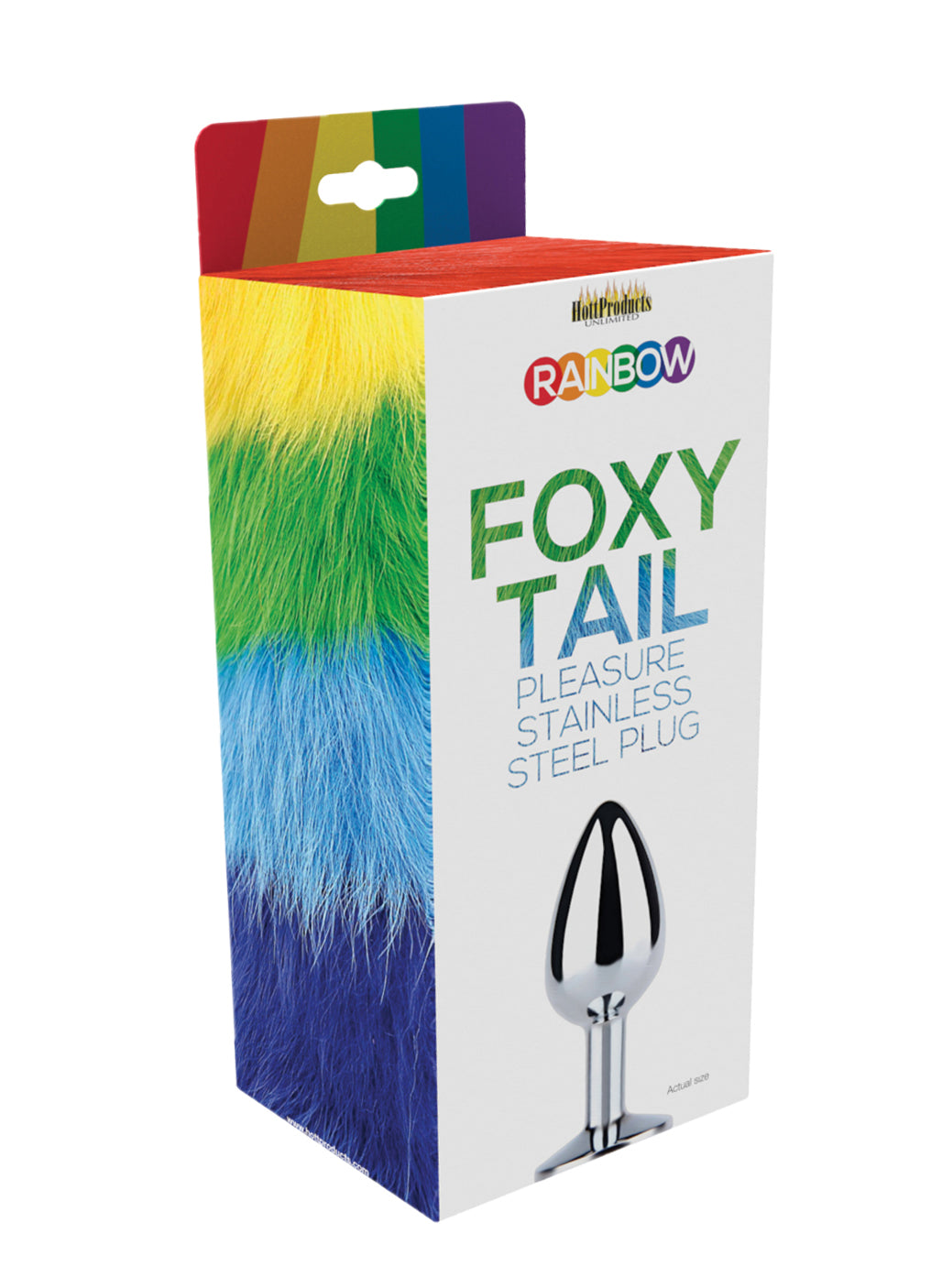 Rainbow Foxy Tail W/stainless Steel Butt Plug