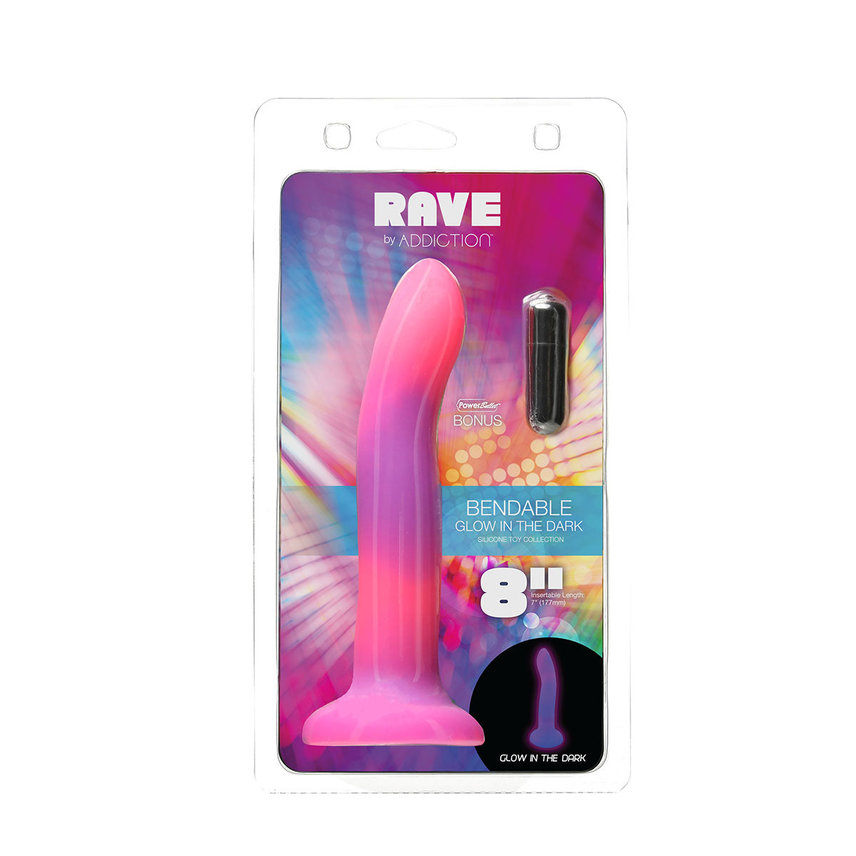 Rave Addiction 8in Glow In The Dark Dildo