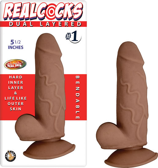 Real Cocks Dual Layered #1- 5 1/2 Brown