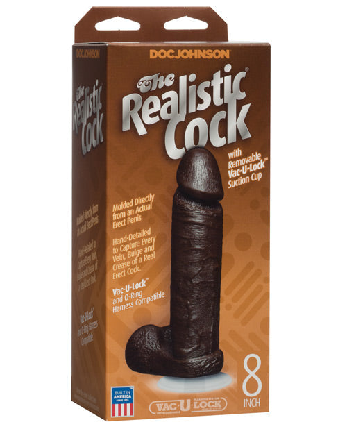 Realistic Cock 8in Black Bx Black
