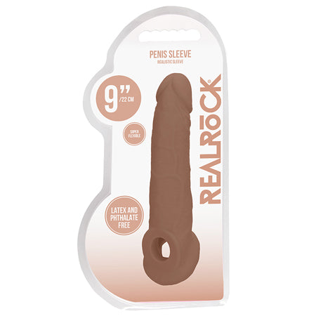 RealRock Realistic 9 in. Penis Sleeve Extender Sling Tan