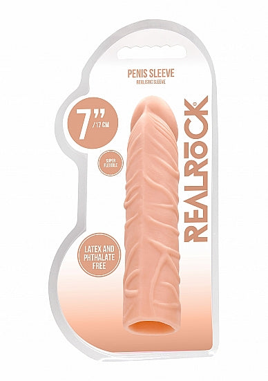 RealRock Realistic Veiny 7 in. Penis Sleeve Extender Beige