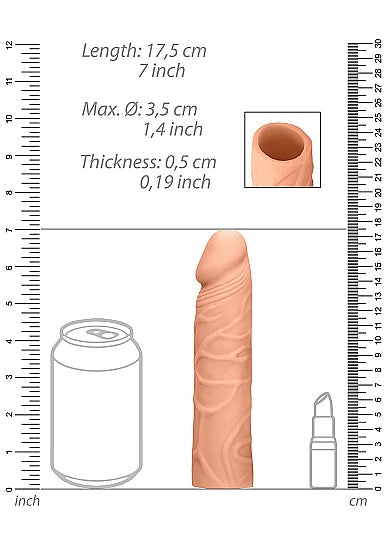 RealRock Realistic Veiny 7 in. Penis Sleeve Extender Beige