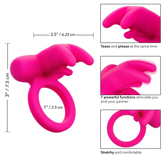 Rechargeable Triple Clitoral Flicker Ring in Silicone