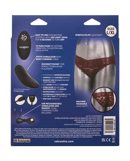 Remote Control Lace Panty Set Burgundy